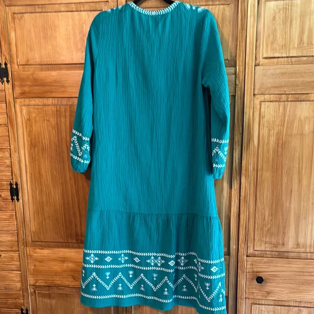 Soft Surroundings Teal and White Midi Dress - Picture 7 of 13